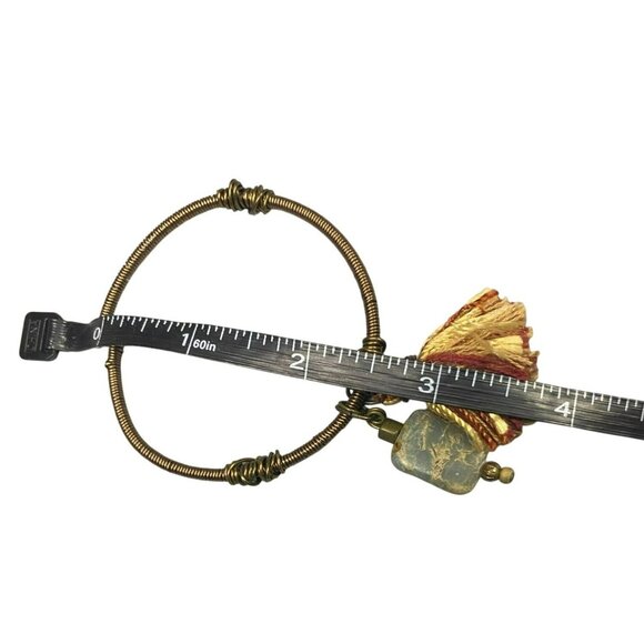 Handcrafted Wire Wrapped Tassel & Stone Keychain With Hook Closure - Picture 6 of 6